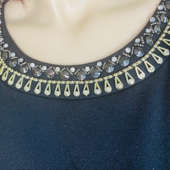 Size 20 | Black and Gold Jeweled Cocktail Dress - Picture 6 of 12